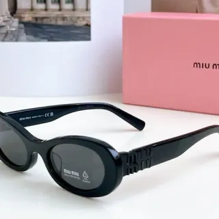 Miu Miu Wander 黑色椭圆形醋酸太阳镜
