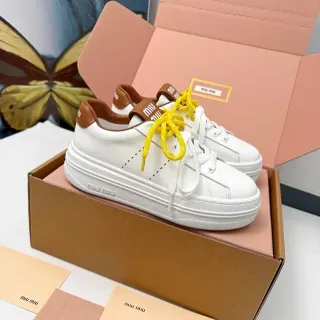 Miu Miu Wander White Brown Yellow 生活方式运动鞋