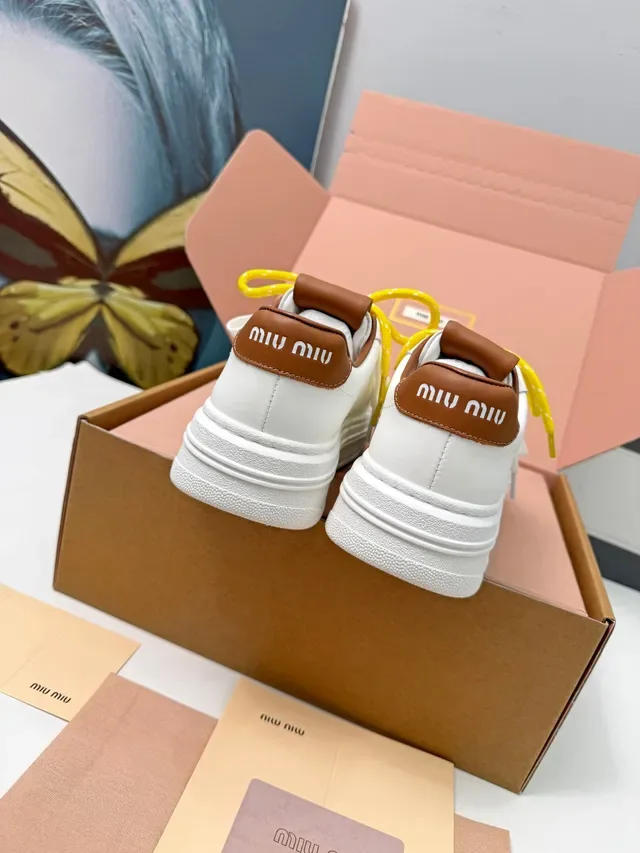 Miu Miu Wander White Brown Yellow 生活方式运动鞋 4