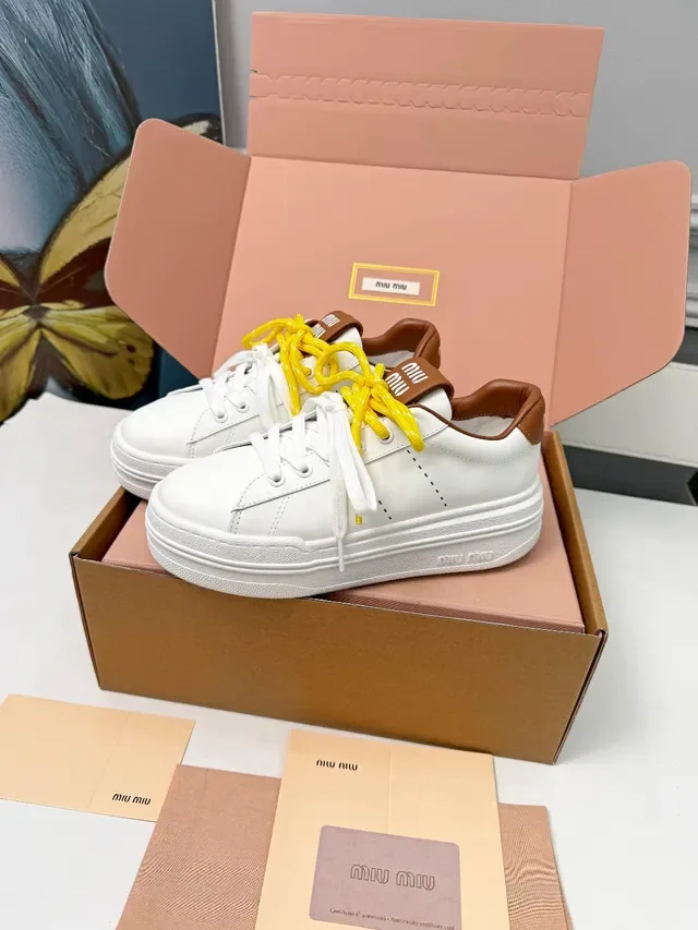 Miu Miu Wander White Brown Yellow 生活方式运动鞋 5