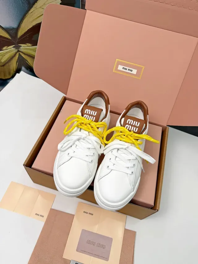 Miu Miu Wander White Brown Yellow 生活方式运动鞋 6