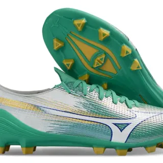 Mizuno Alpha Designed Speed Green Silver Gold Firm-Ground Soccer Shoes