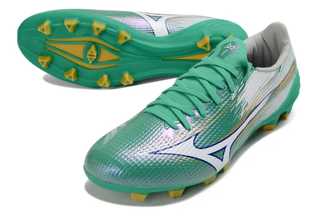 Mizuno Alpha Designed Speed Green Silver Gold Firm-Ground Sapatos de futebol 4
