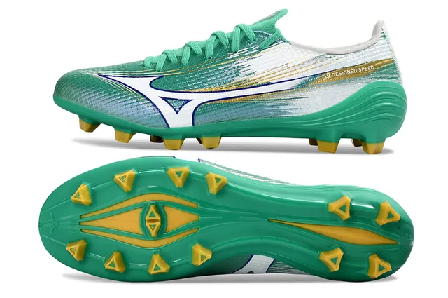 Mizuno Alpha Designed Speed Green Silver Gold Firm-Ground Sapatos de futebol 6