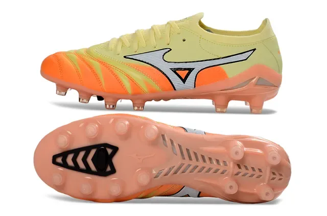 Mizuno Morelia Neo أصفر فاتح برتقالي أحذية كرة القدم للأرض الصلبة 6
