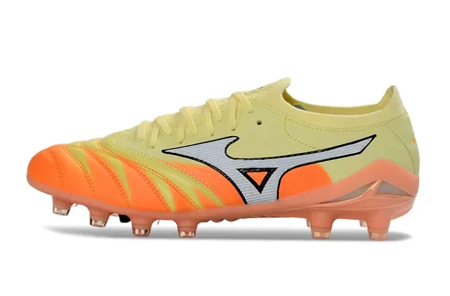 Mizuno Morelia Neo أصفر فاتح برتقالي أحذية كرة القدم للأرض الصلبة 7