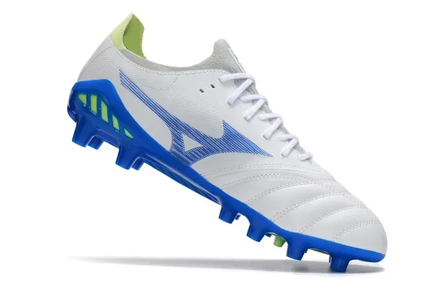 Mizuno Morelia Neo أبيض أزرق ليمون أحذية كرة القدم للأرض الصلبة 2