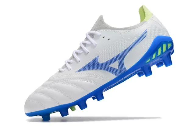 Mizuno Morelia Neo أبيض أزرق ليمون أحذية كرة القدم للأرض الصلبة 3