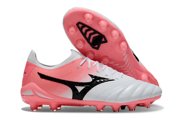 Mizuno Morelia Neo White Pink Low-Cut Knit Upper Firm-Ground Soccer Shoes 11