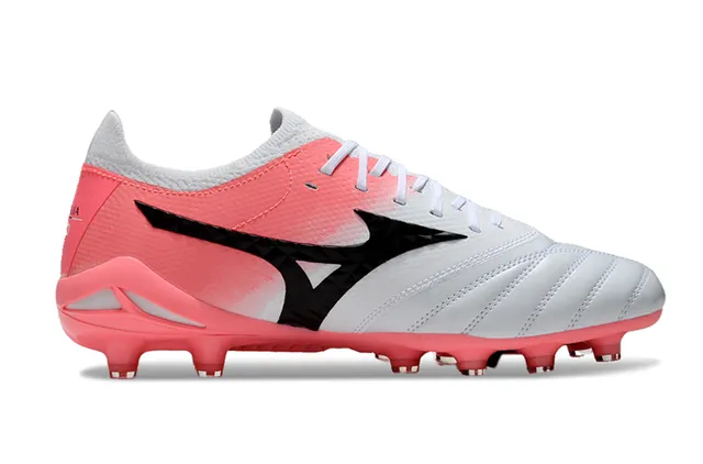 Mizuno Morelia Neo White Pink Low-Cut Knit Upper Firm-Ground Soccer Shoes 12