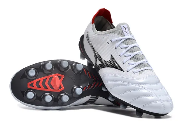 Mizuno Morelia Neo White Pink Low-Cut Knit Upper Firm-Ground Soccer Shoes 14
