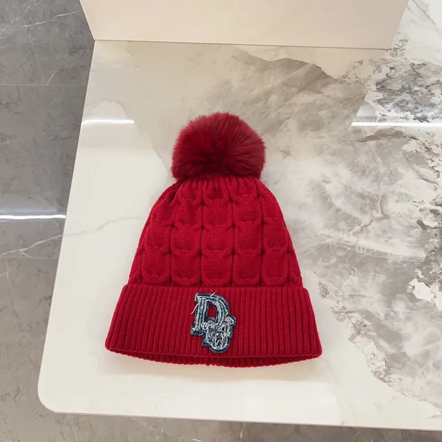 Moncler Beige Navy Cable-Knit Pom-Pom Beanie 11