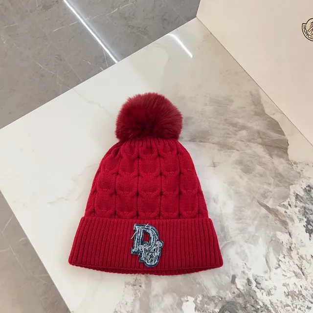 Moncler Beige Navy Cable-Knit Pom-Pom Beanie 10