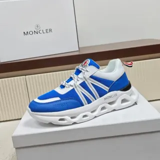 Moncler Blue White Open-Lattice Midsole Triple Silver Strap Overlay Lifestyle Sneakers