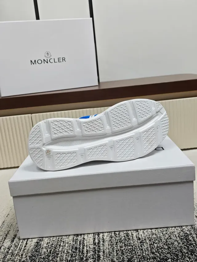 Moncler Blue White Open-Lattice Midsole Triple Silver Strap Overlay Lifestyle Sneakers 3