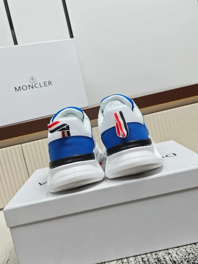 Moncler Blue White Open-Lattice Midsole Triple Silver Strap Overlay Lifestyle Sneakers 4