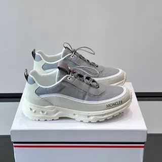 Moncler Gray Beige Layered Textile Upper Molded Chunky Midsole Sneakers