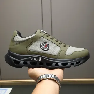 Moncler Olive Green and Gray Mesh Lifestyle Sneakers