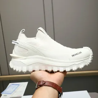 Moncler White Sock-Fit Knit Chunky Sneaker