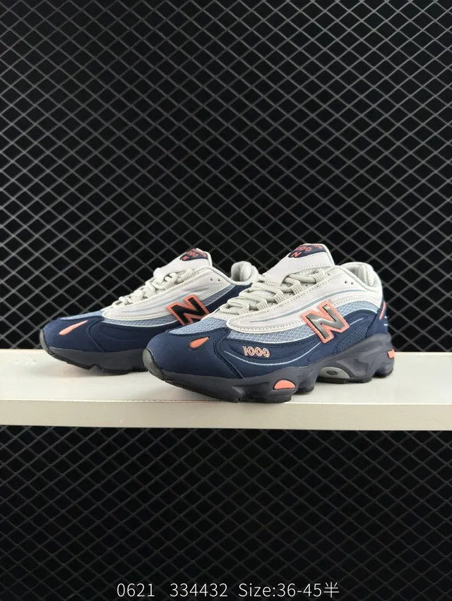 New Balance 1000 أزرق بحري أبيض برتقالي حذاء سينيكرز سميك 2