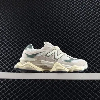 New Balance 9060 Beige Vert Mesh Splicé et Suède Sneakers Chunky