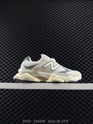 New Balance 9060 Bege Verde Malha Combinada e Nubuck Tênis Chunky 2