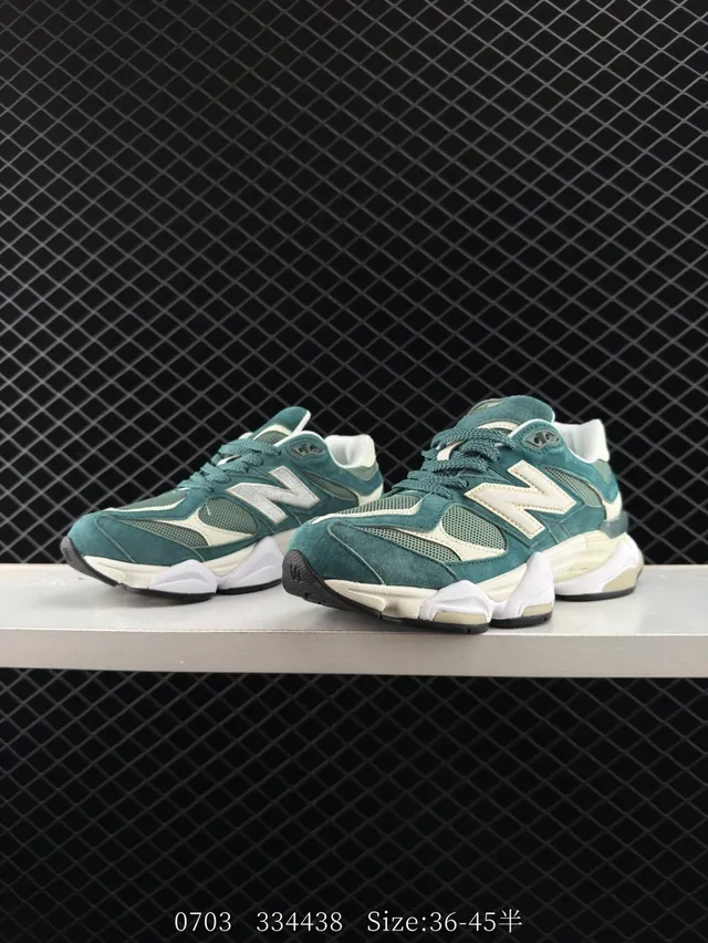 New Balance 9060 Bege Verde Malha Combinada e Nubuck Tênis Chunky 3