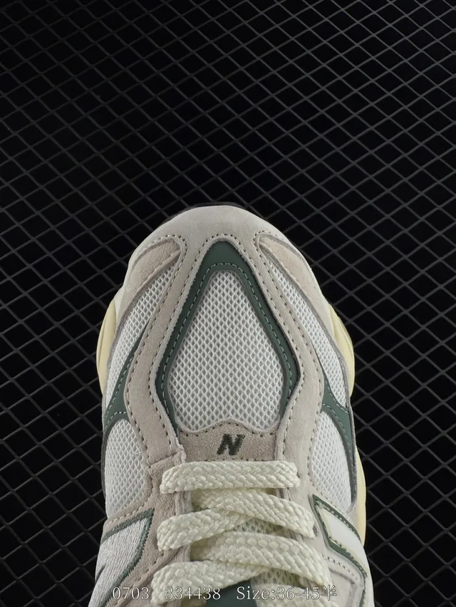 New Balance 9060 Bege Verde Malha Combinada e Nubuck Tênis Chunky 5