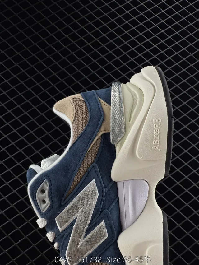 New Balance 9060 Navy and Beige Chunky Sneakers 3