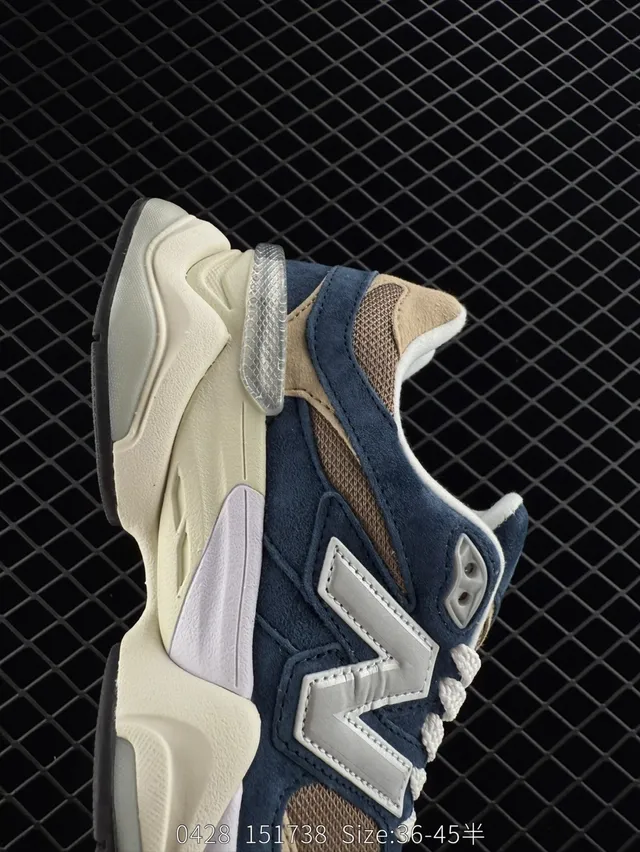 New Balance 9060 Navy and Beige Chunky Sneakers 4