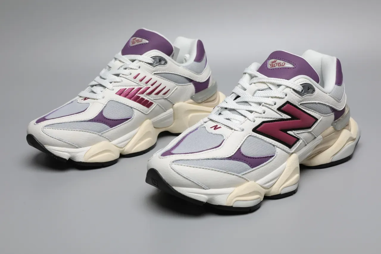 New Balance 9060 सफेद बैंगनी मैजेंटा लाइफस्टाइल स्नीकर 5