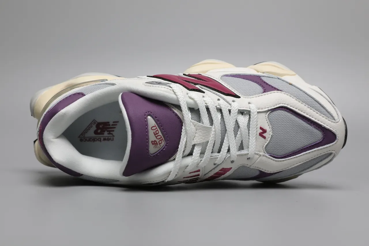 New Balance 9060 सफेद बैंगनी मैजेंटा लाइफस्टाइल स्नीकर 7