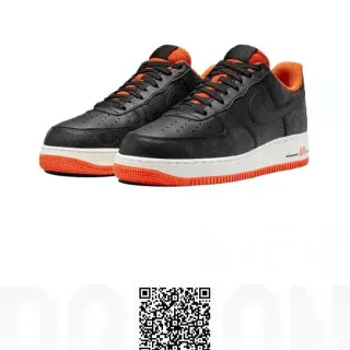 Nike Air Force 1 حذاء رياضي أسود برتقالي للأسلوب الحياتي
