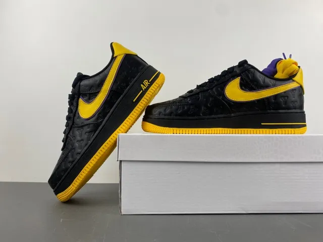 Nike Air Force 1 Black Yellow Purple Embossed Lifestyle Sneakers 13