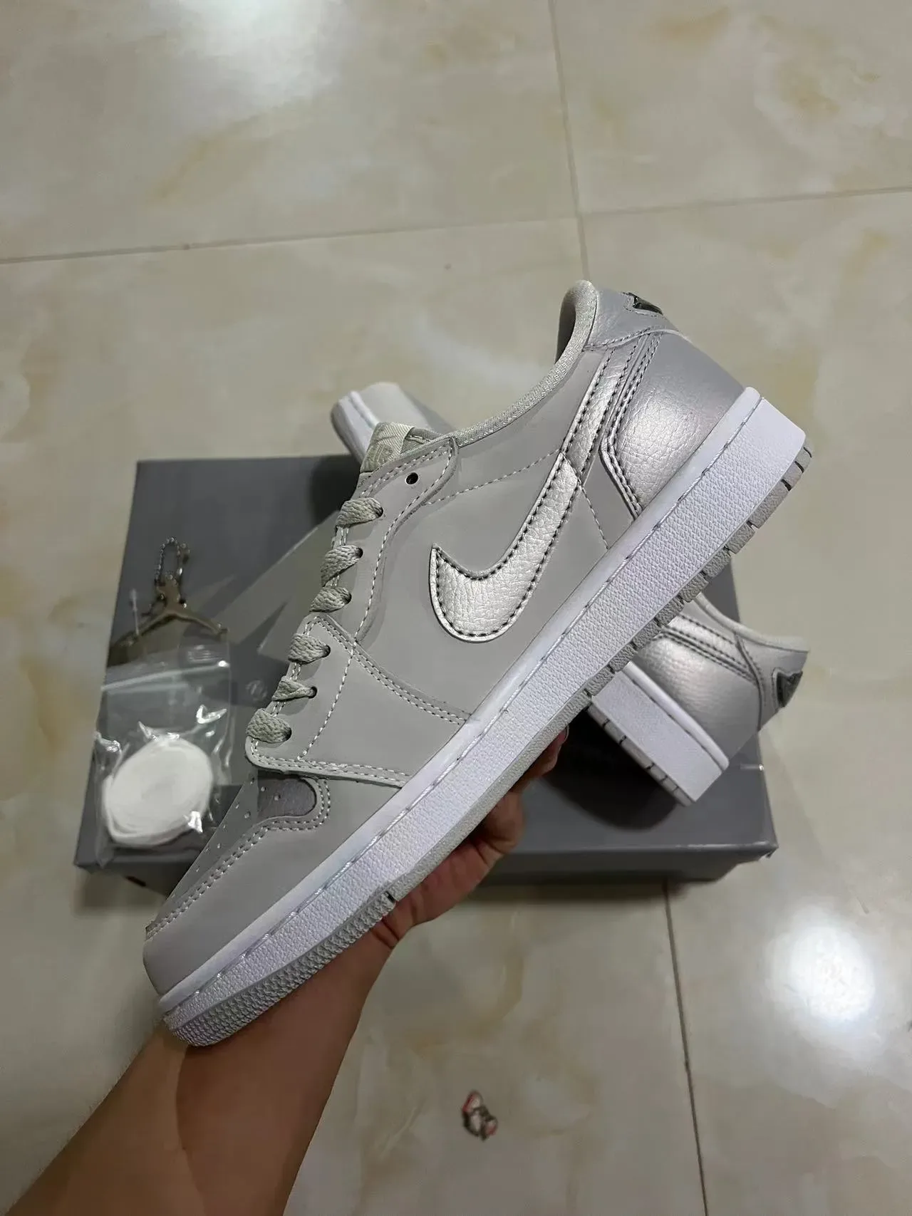 Nike Air Force 1 Low Metallic Gray Lifestyle Sneakers 5