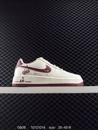 Nike Air Force 1 Low Off-White Maroon Pink Lifestyle Sneakers 2