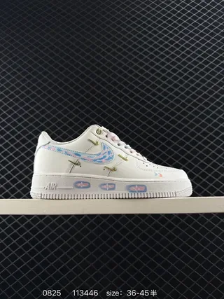 Nike Air Force 1 Low White Multicolor Leopard Print Gold Accent Lifestyle Sneakers 2