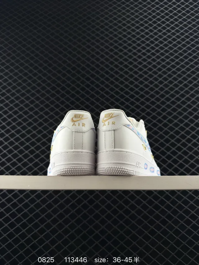 Nike Air Force 1 Low White Multicolor Leopard Print Gold Accent Lifestyle Sneakers 4