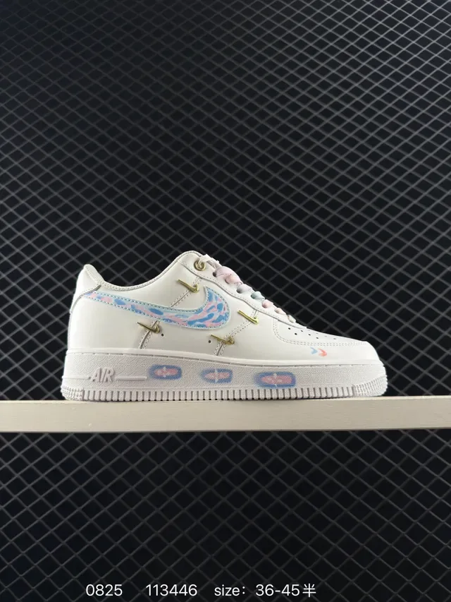 Nike Air Force 1 Low White Multicolor Leopard Print Gold Accent Lifestyle Sneakers 6