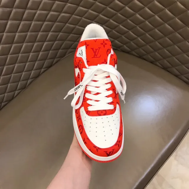 Nike Air Force 1 Red Monogram Print Lifestyle Sneakers 4