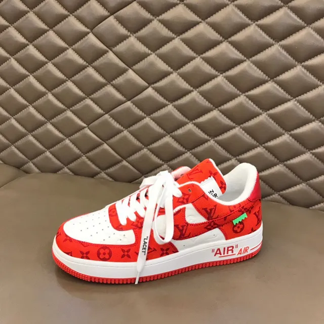 Nike Air Force 1 Red Monogram Print Lifestyle Sneakers 5