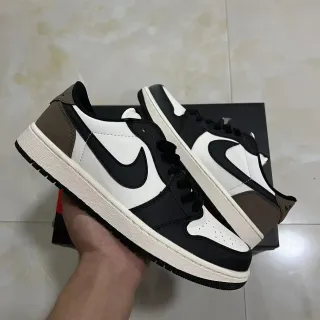 Nike Air Jordan 1 Low أسود أبيض بني أسلوب الحياة سنيكرز