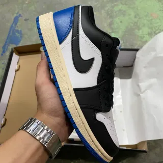Nike Air Jordan 1 Low أسود أبيض أزرق ملكي حذاء رياضي نمط حياة