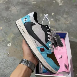 Nike Air Jordan 1 Low Cactus Jack x Travis Scott Cyan Gray سنيكرز ستايل حياة