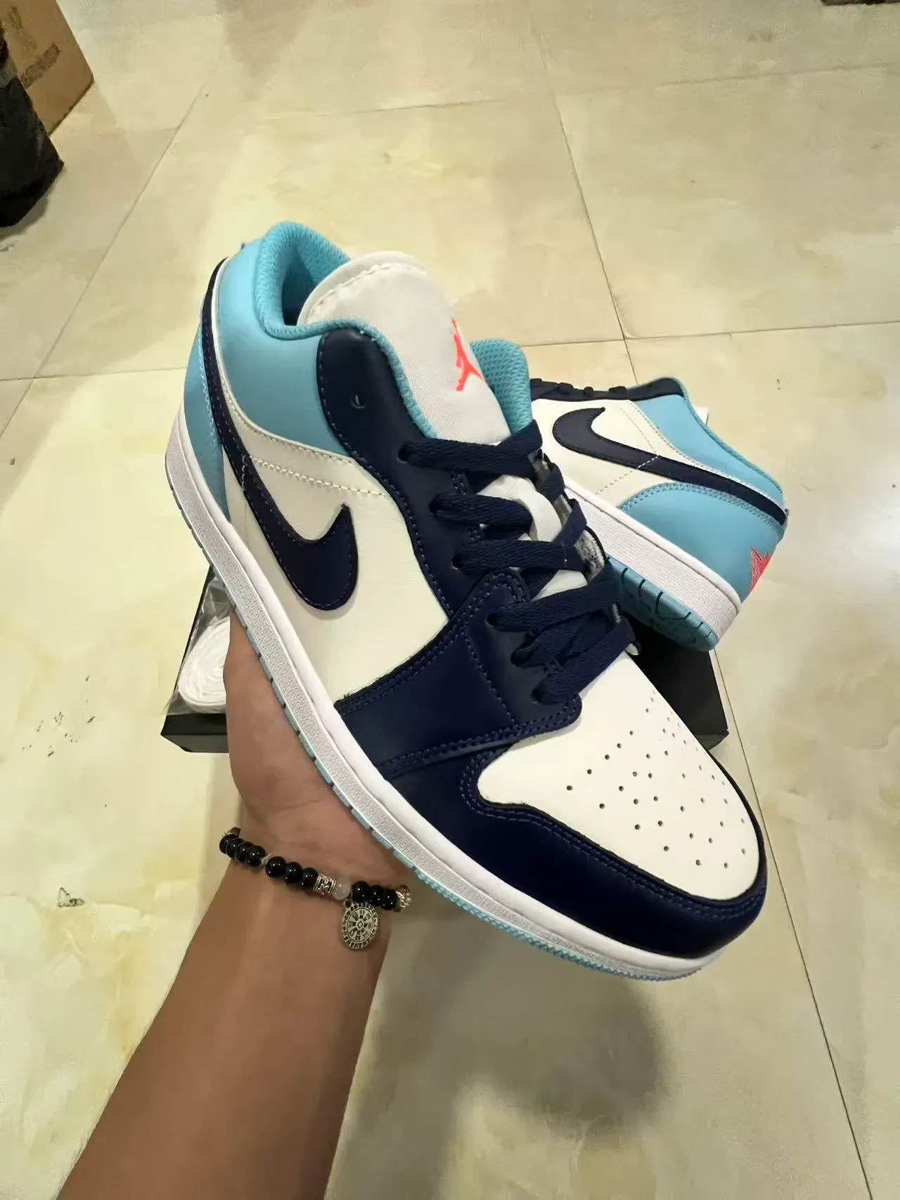Nike Air Jordan 1 Low Light Blue Navy White Lifestyle Sneakers 2