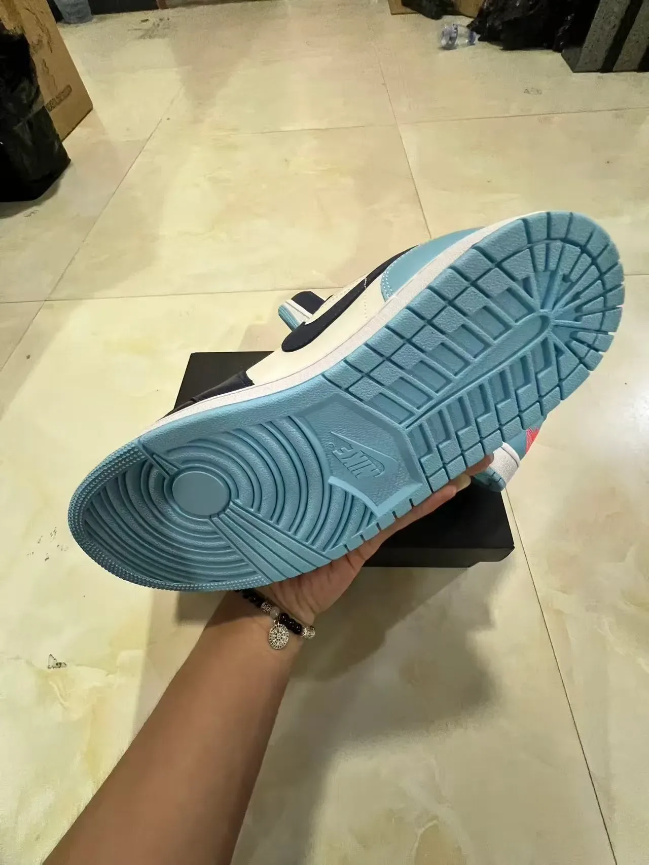 Nike Air Jordan 1 Low Light Blue Navy White Lifestyle Sneakers 6