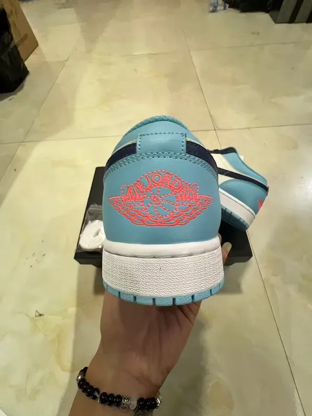 Nike Air Jordan 1 Low Light Blue Navy White Lifestyle Sneakers 8