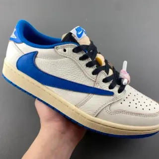 Nike Air Jordan 1 Low Off-White و Royal Blue سنيكرز ستايل الحياة
