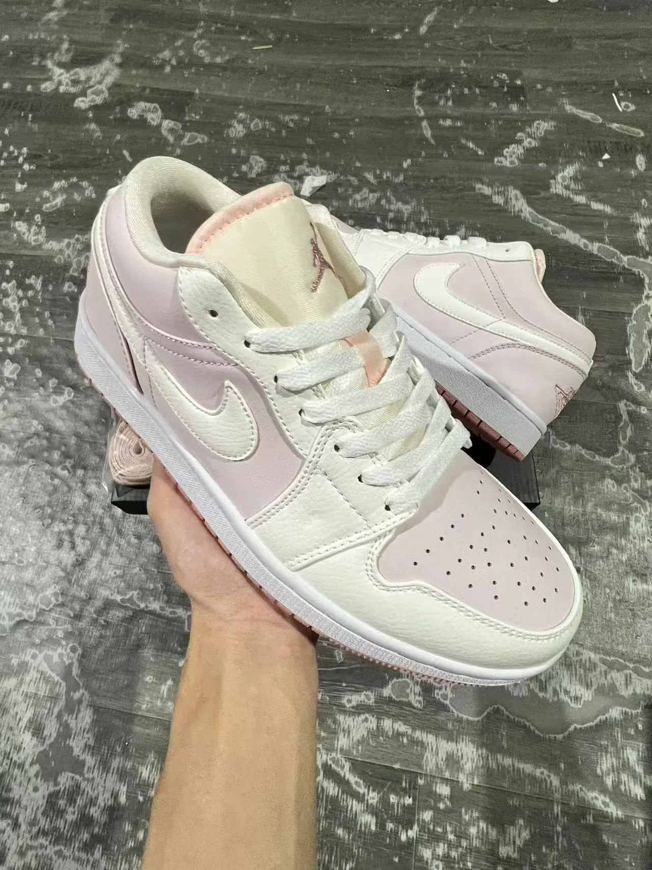 Nike Air Jordan 1 Low Pink and White Lifestyle Sneakers 2