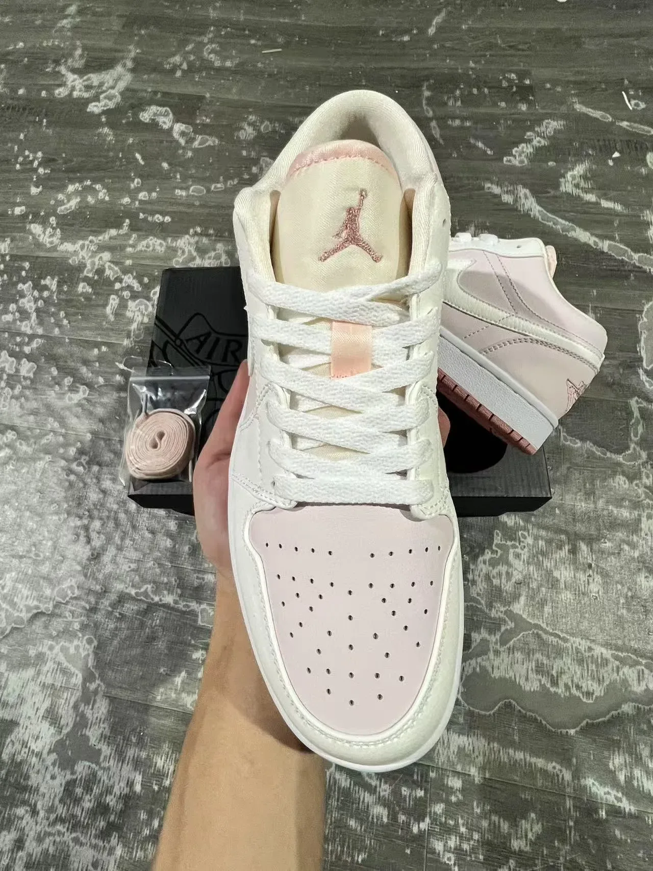 Nike Air Jordan 1 Low Pink and White Lifestyle Sneakers 3